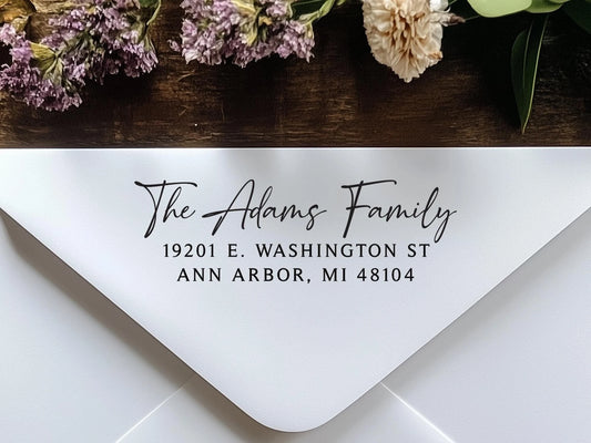 Script Address Stamp 2.5x1" - A100