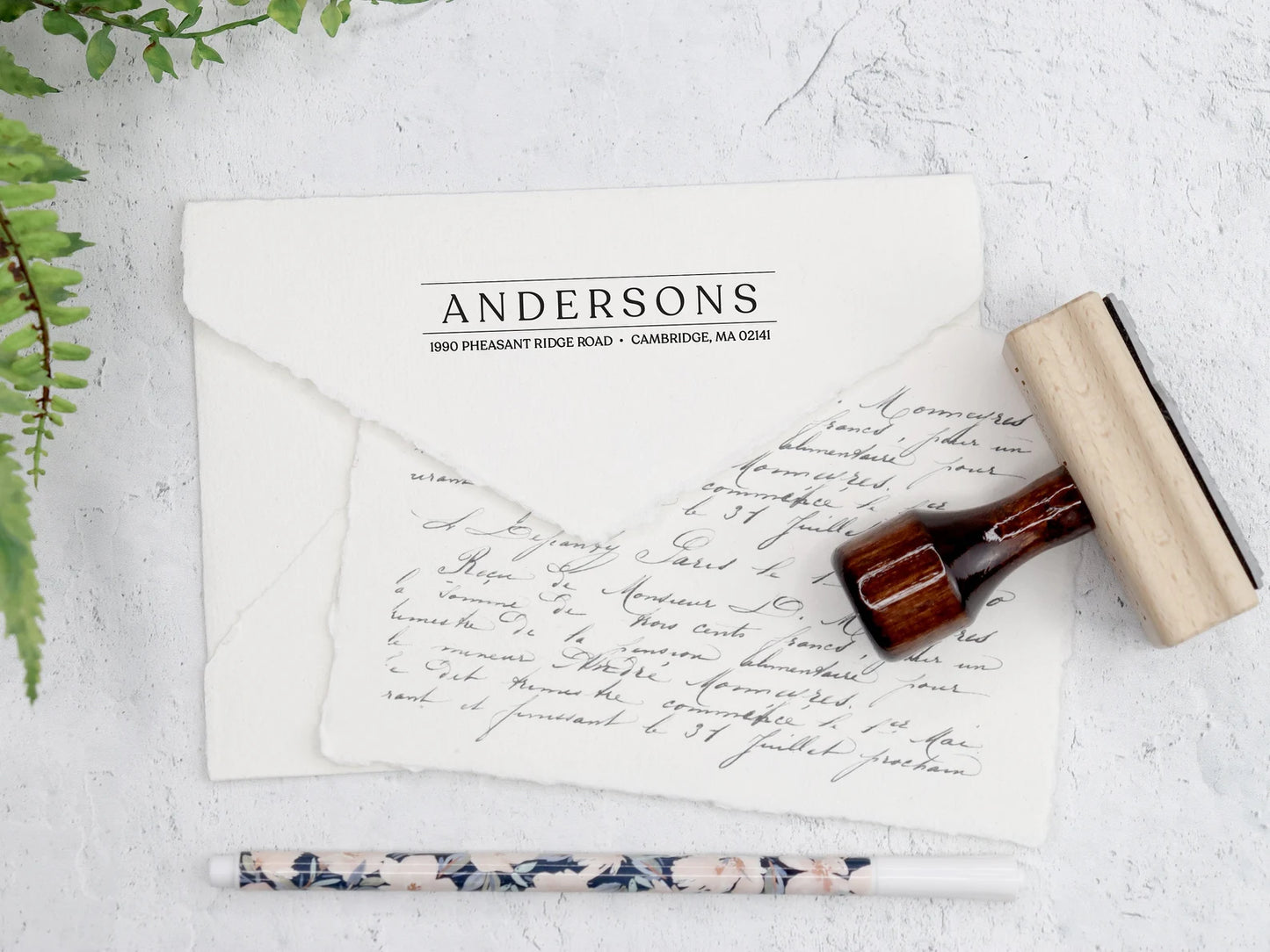 Return Address Stamp, Calligraphy Custom Stamp, Personalized Custom Rubber Stamp