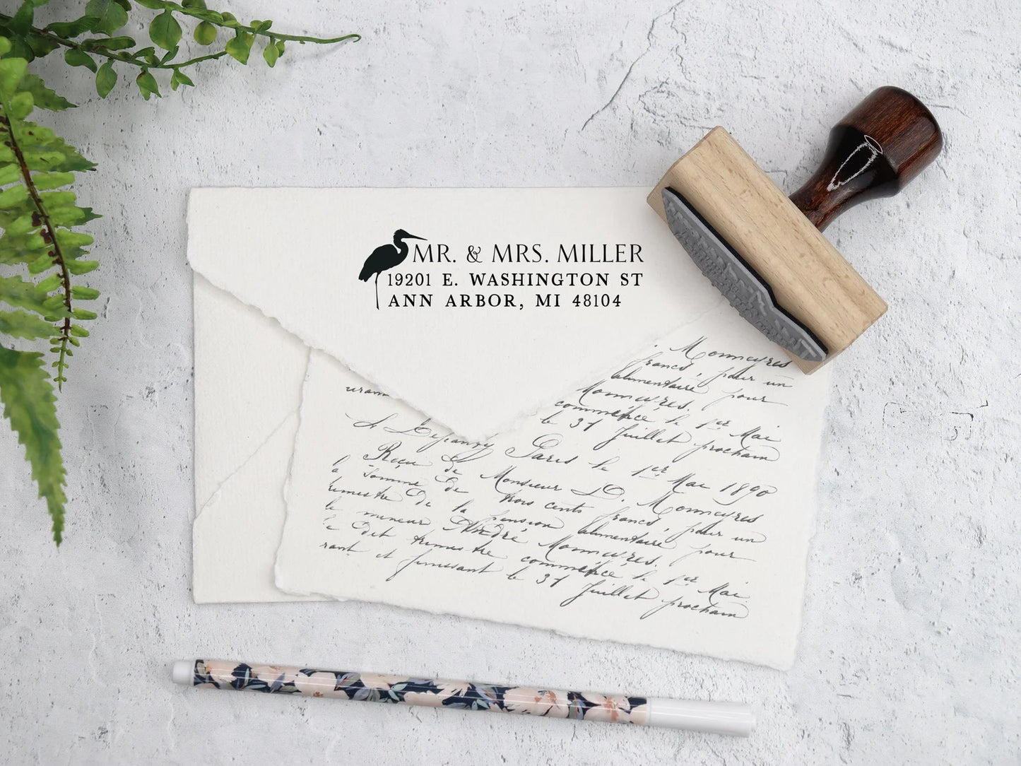 Crane Return Address Stamp | Address Label Stamp 2 Inch - A88