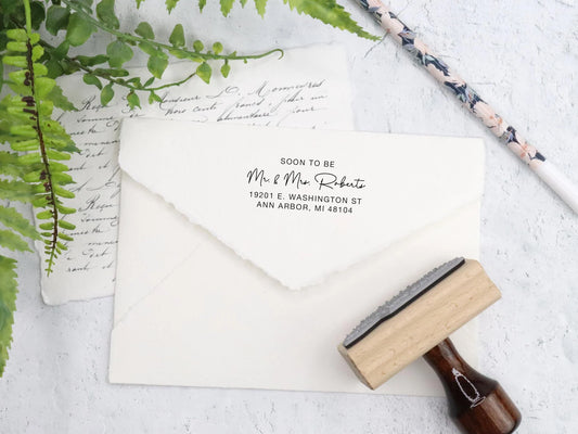 Soon to Be Address Stamp, Newlywed Gift, Wedding Gift. Custom Stamp 2.5x1" - A105
