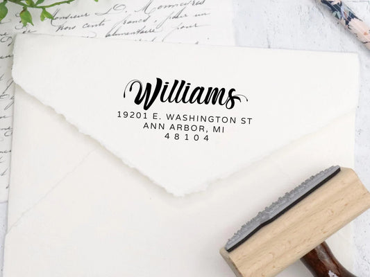 Trendy Return Address Stamp, Personalized Housewarming Gift, Wedding Gift. Custom Address Stamp 2.5x1" - A108