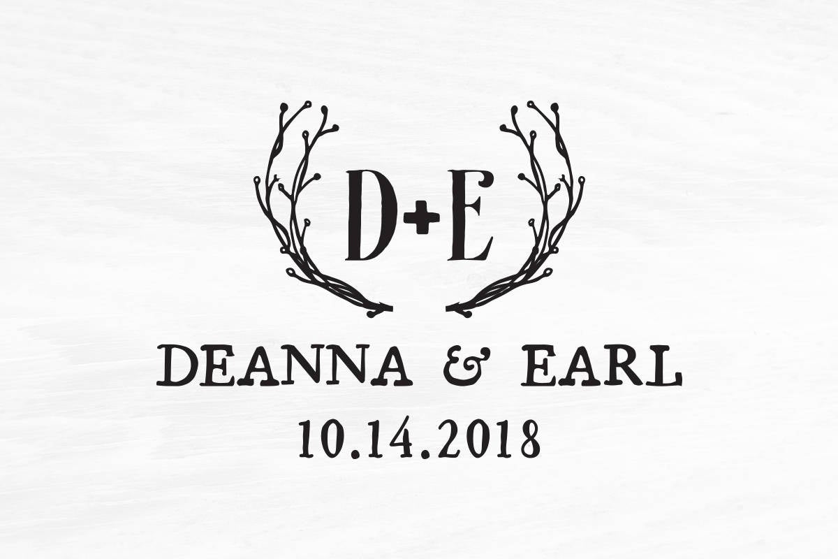 Wedding Stamp, Wedding Favors, Custom Rubber Stamp, DIY Wedding Stamp, Botanical Stamp. Custom Stamp 2, 3, or 4in - W25