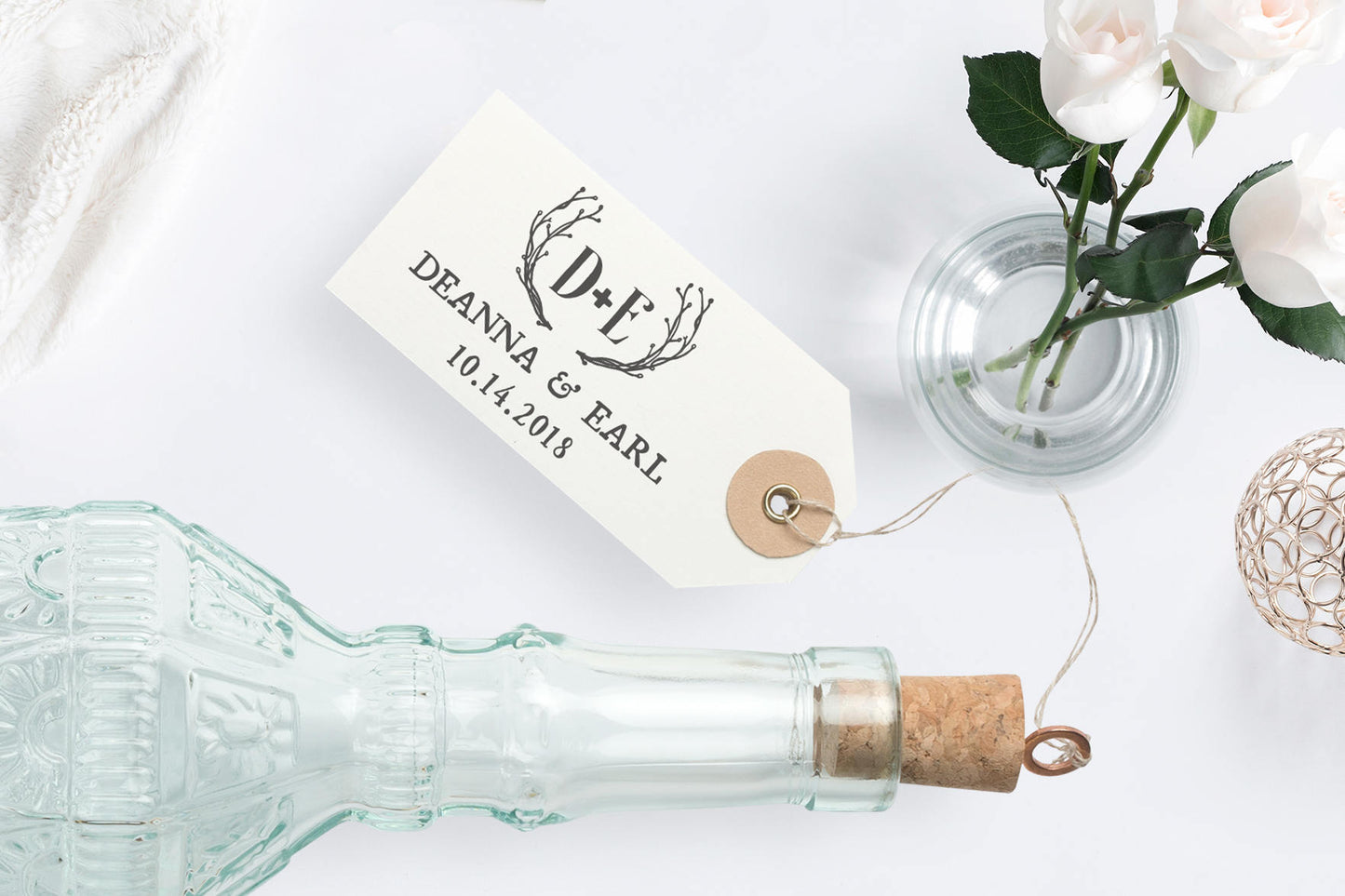 Wedding Stamp, Wedding Favors, Custom Rubber Stamp, DIY Wedding Stamp, Botanical Stamp. Custom Stamp 2, 3, or 4in - W25