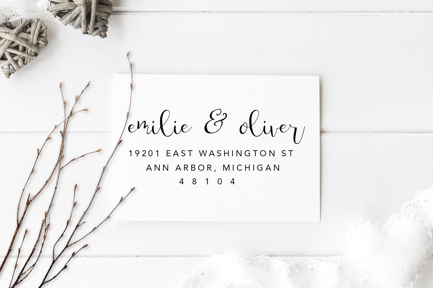Return Address Rubber Stamp, Personalized Address Stamp. Housewarming Gift, Wedding Gift. Self-Inking, or Wooden Block. 2.25" x 1.25" - A66