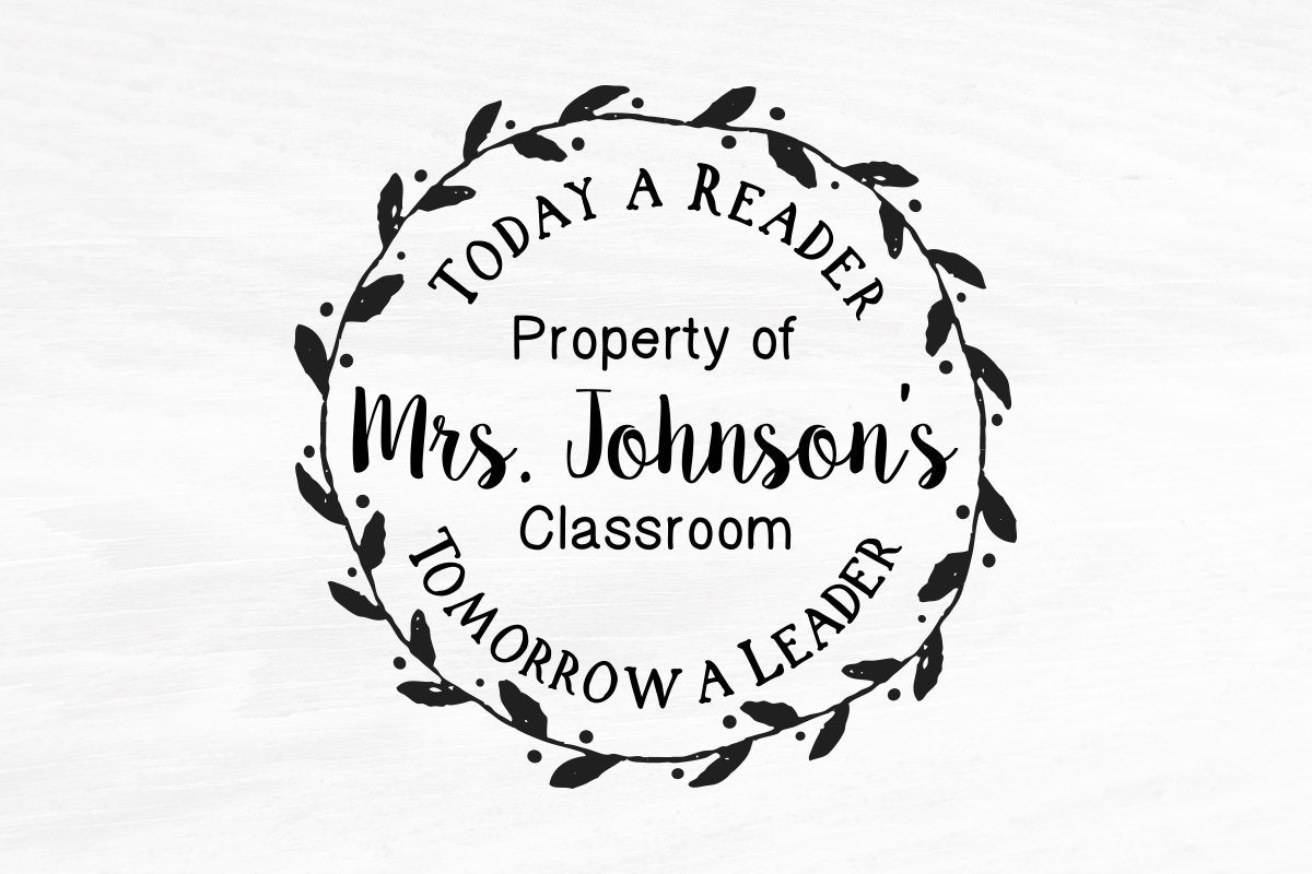 Personalized Library Stamp, Custom Rubber Stamp, Book Stamp, Teacher Stamp, Library Stamp 1.625in x 1.625in - L7