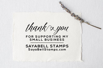 Support Small Business Thank You Stamp, Business Card Stamp - Custom Business Card or Etsy Shop Stamp, by Sayabell Stamps. 2x1.5