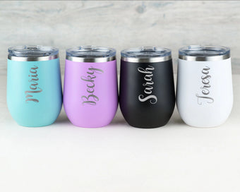 Personalized Stemless Wine Tumbler, Custom Bachelorette Party Cups, Bridal Party Gifts, Bridesmaid Gifts, Wedding Gift. Gift For Her T1
