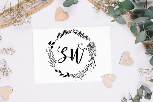 Botanical Wedding Stamp, Hand Drawn Floral Design, DIY Wedding Gifts, Wedding Favors, Save The Dates. Custom Stamp