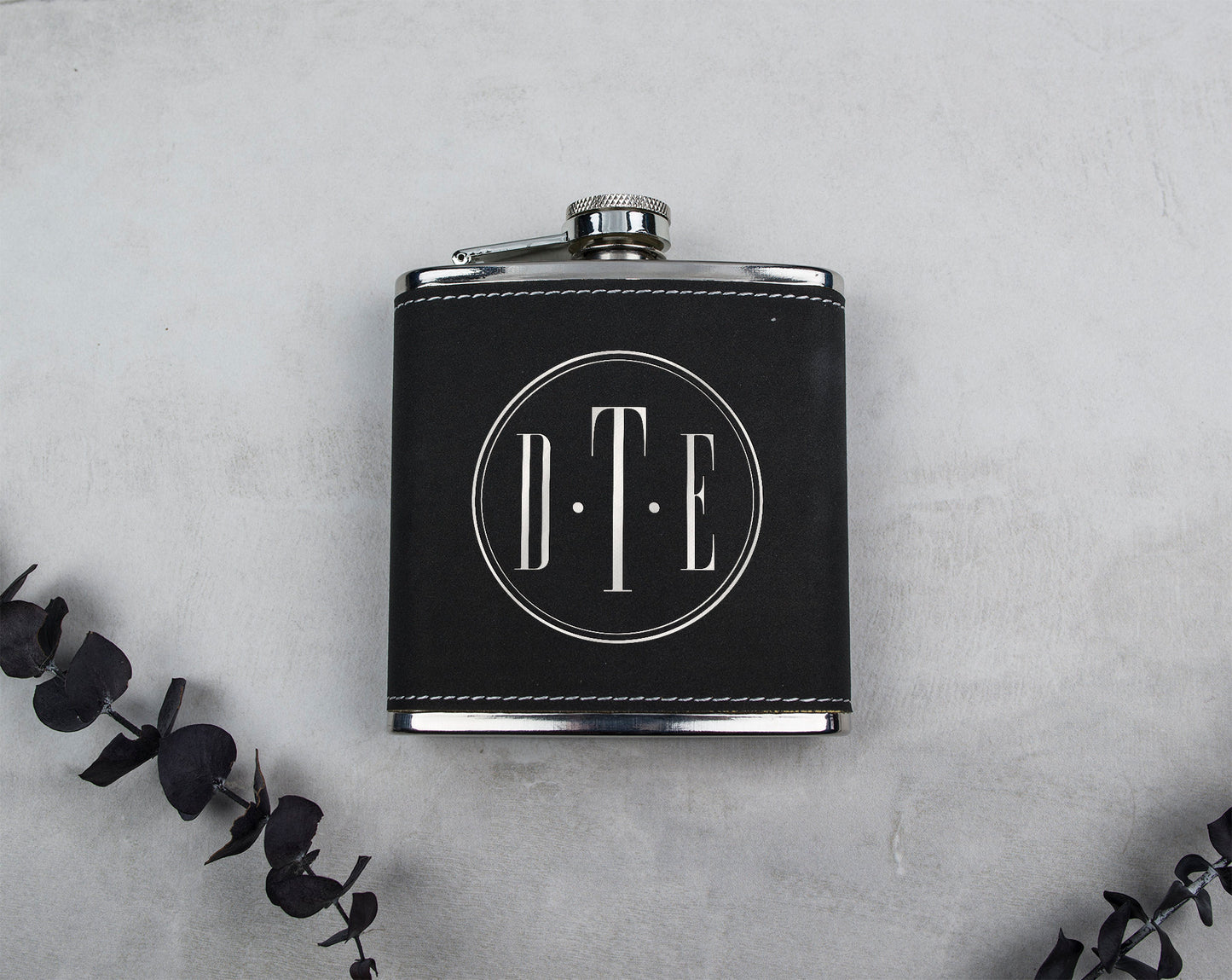 Monogrammed Flask, Groomsmen Flask, Wood Flask, Engraved Flask, Hip Flask, Leather Flask For Groomsmen, Wedding Flasks - F6