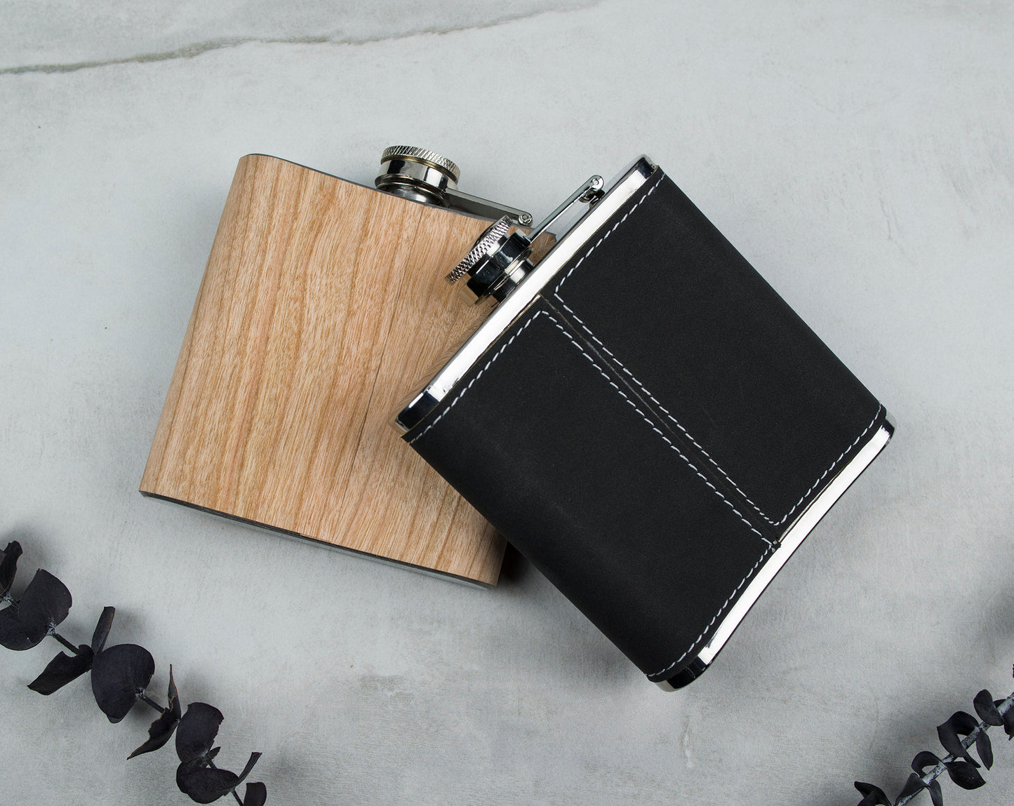 Monogrammed Flask, Groomsmen Flask, Wood Flask, Engraved Flask, Hip Flask, Leather Flask For Groomsmen, Wedding Flasks - F6
