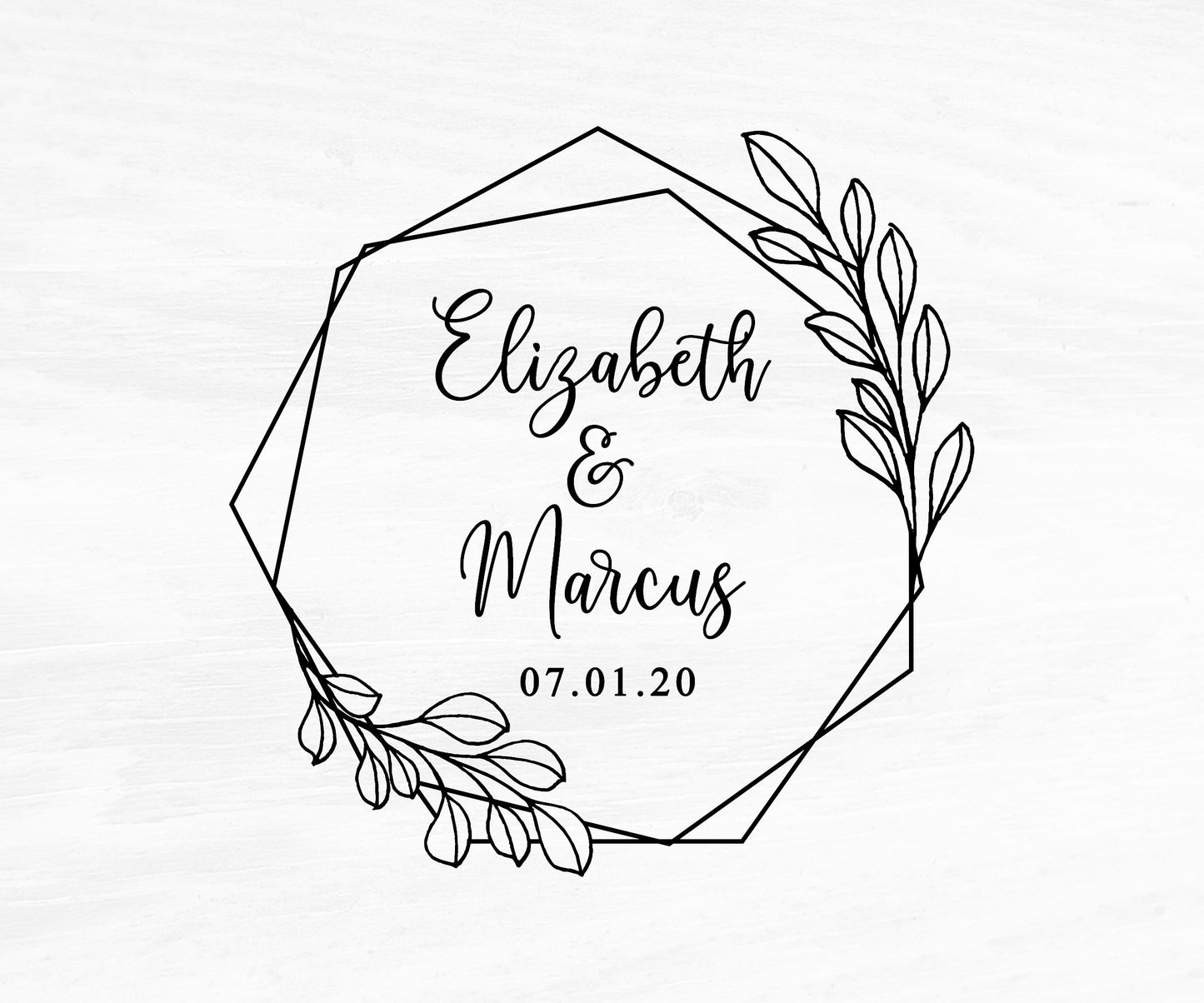 Wedding Stamp, Wedding Favors Stamp, Custom Stamp, DIY Wedding Stamp, Boho Stamp, Geometric Stamp. Foliage - W50