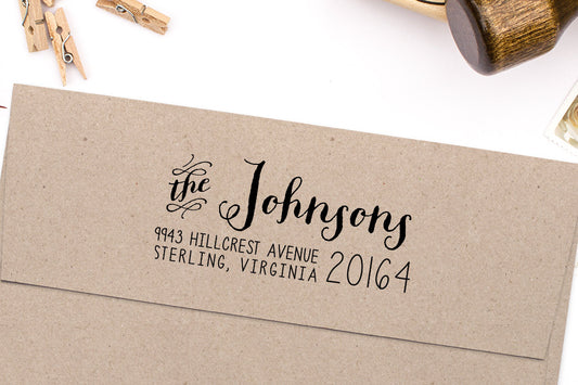 Return Address Stamp, Housewarming Gift, Script Address Stamp, DIYer Gift, Wedding Gift. Custom Address Stamp 2.5" x 1" - A12