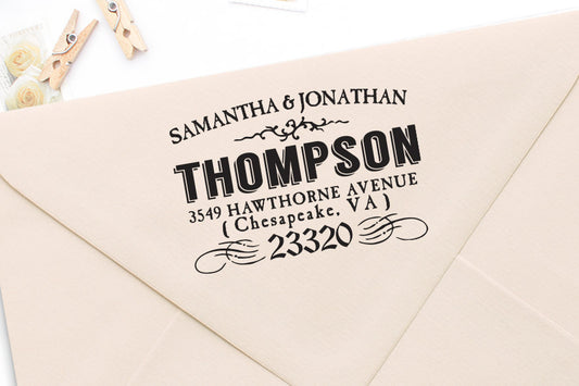 Return Address Stamp, Rubber Address Stamp, Housewarming Gift, DIYer Gift, Wedding Gift. Vintage Address Stamp 2" x 1.5" - A56