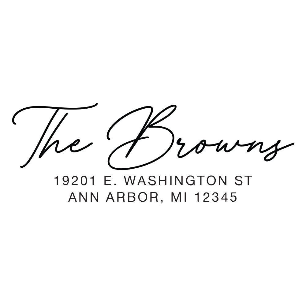 Signature Script Return Address Stamp (2.5 × 1 in) | Self-Inking & Wood