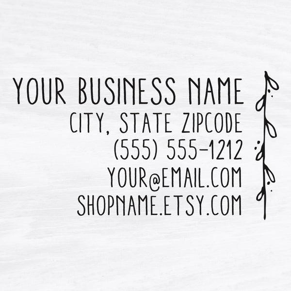Hand Drawn Vine Business Card Stamp – SayaBell Stamps