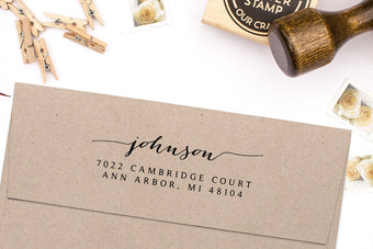 Return Address Stamp, Housewarming Gift, Script Address Stamp, DIYer Gift, Wedding Gift. Custom Address Stamp 2.5x1" - A7