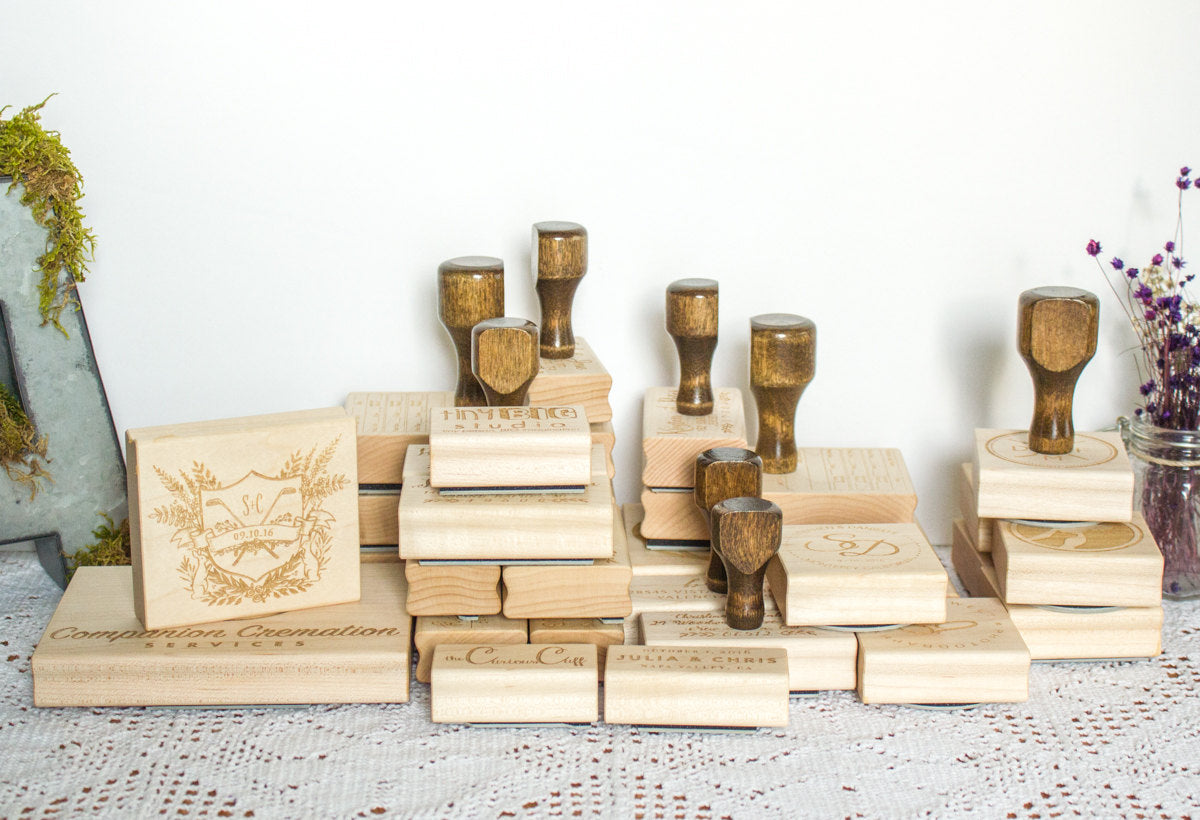 Wedding Rubber Stamp for Wedding Favors, Napkins, Cards. Custom Rubber Stamp, DIY Wedding Stamp, Botanical. Custom Stamp 2 to 4 Inch - W42