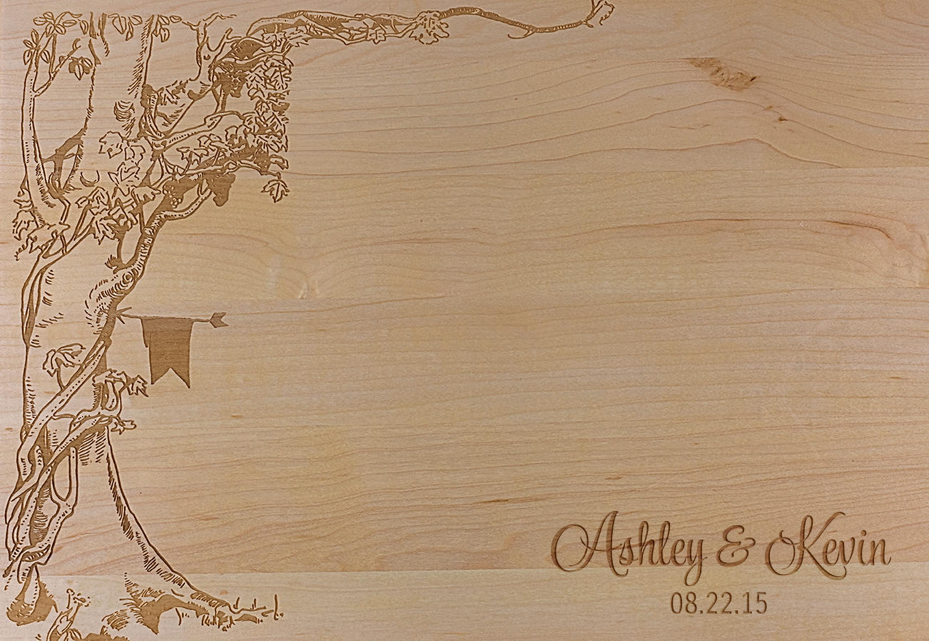 Custom Cutting Board, Personalized Cutting Board, Wedding Gift, Housewarming Gift, Engraved Wood Cutting Board, Fairy Tale Tree