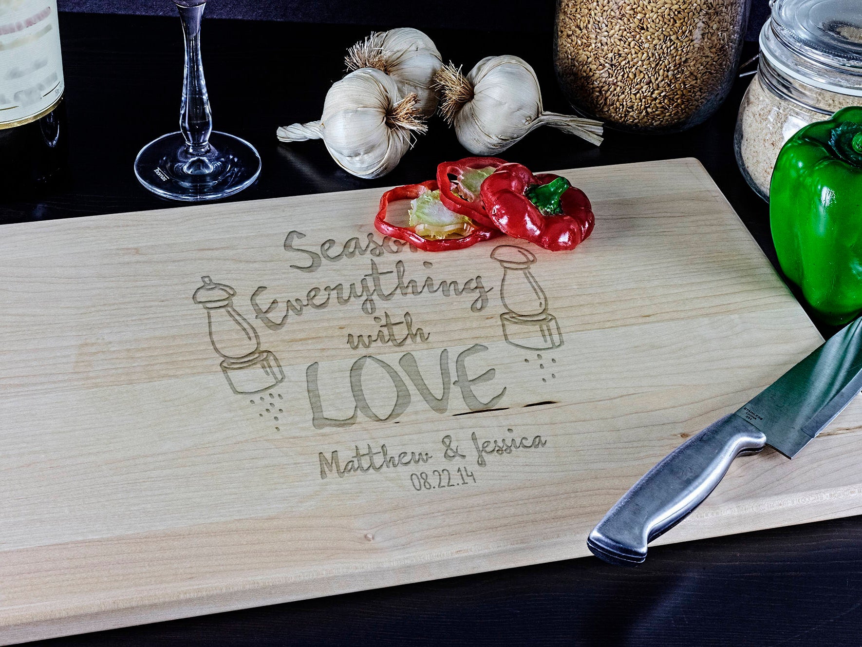 Custom Cutting Board, Personalized Cutting Board, Wedding Gift, Housewarming Gift, Engraved Wood Cutting Board, Season Everything
