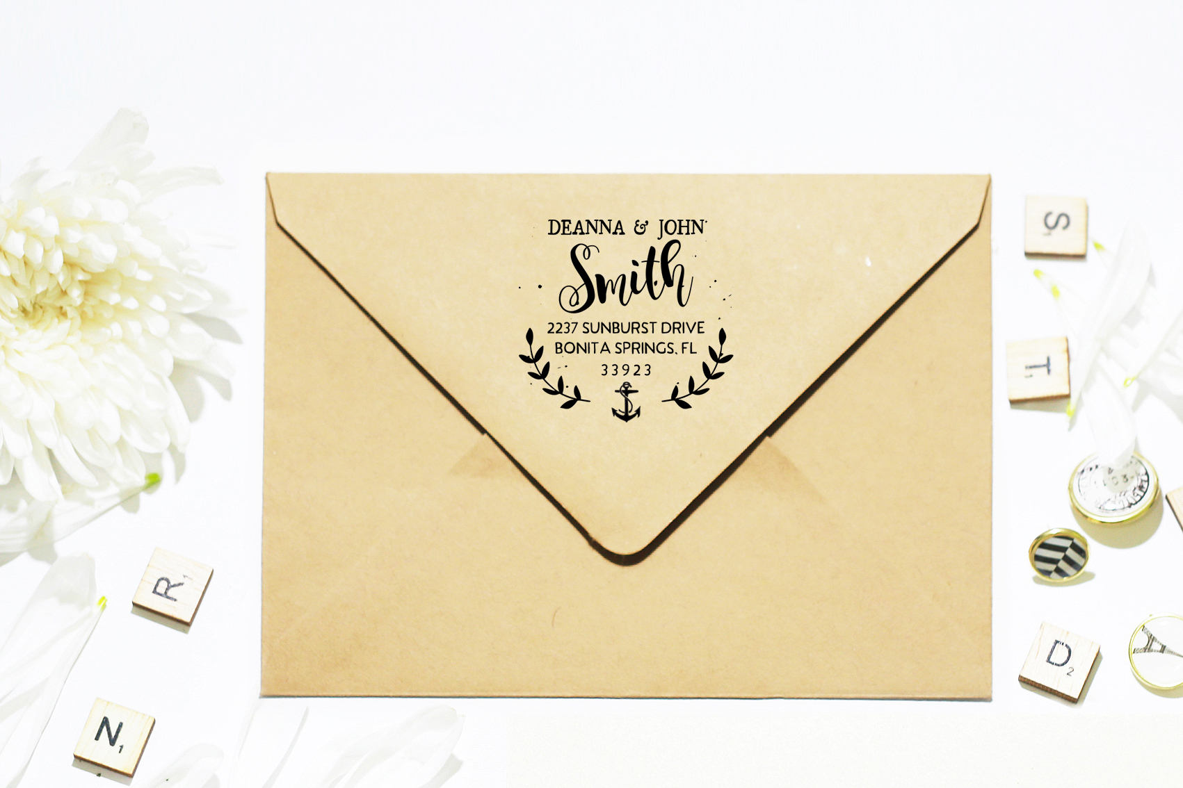Return Address Stamp, Self Inking Address Stamp, Housewarming Gift, DIYer Gift, Wedding Gift. Custom Address Stamp 1.75" - A62