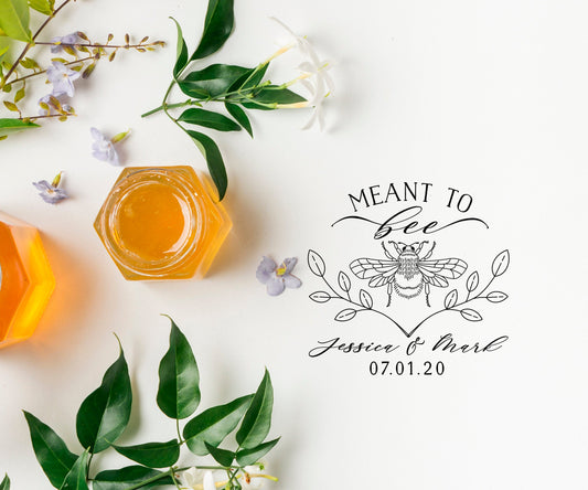 Wedding Stamp, Wedding Favors Stamp, Custom Stamp, DIY Wedding Stamp, Bee Stamp, Meant to Bee. - W52